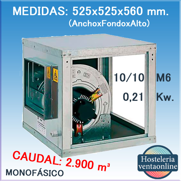 Caja ventilación motor incorporado MUNDOFAN OBRA BD ERP RP 10/10 M6 0,21 Kw.