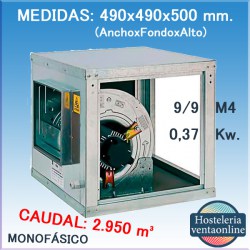 Caja ventilación motor incorporado MUNDOFAN OBRA BD ERP RC 9/9 M4 0,37 Kw.