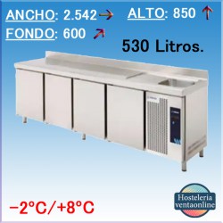 Mesa de Refrigeración con Fregadero Edenox MPSF-250 HC