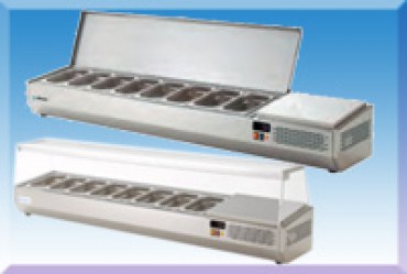 Expositoras de ingredientes para ensaladas y Pizzas