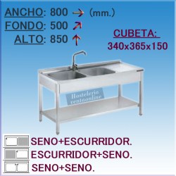 Fregadero Industrial 800x500 mm.