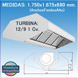 Campana Central 1750x1675x680 mm. con Turbina