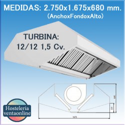 Campana Central 2750x1675x680 mm. con Turbina