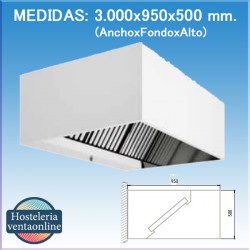 Campana Mural Recta 3000x950x500 mm.