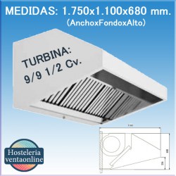 Campana Mural Serie 110 1750x1100x680 mm. Con Turbina
