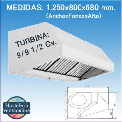 Campana Mural Serie 80 1250x800x680 mm. Con Turbina