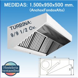 Campana Mural Baja 1500x950x500 mm. con Turbina