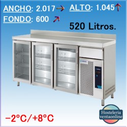Mesa de Refrigeracion Frente Mostrador Edenox de Cristal FMPS-200 HC PC