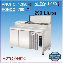 MESA REFRIGERADA PIZZAS EDENOX MPGE2-135-I HC GN 1/3