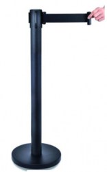 Poste con Cinta Retráctil Negro