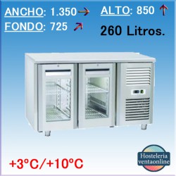 MESA DE REFRIGERACION COOL HEAD QRG 2100 CON 2 PUERTAS DE CRISTAL