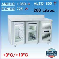 MESA DE REFRIGERACION COOL HEAD QRG 2200 CON 2 PUERTAS DE CRISTAL