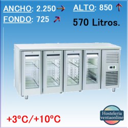 MESA DE REFRIGERACION COOL HEAD QRG 4100 CON 4 PUERTAS DE CRISTAL