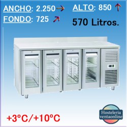 MESA DE REFRIGERACION COOL HEAD QRG 4200 CON 4 PUERTAS DE CRISTAL