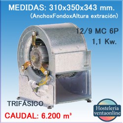 Turbina de Ventilación Centrífuga Mundofan BP-ERP 12/9 MC 6P 1,1 Kw.