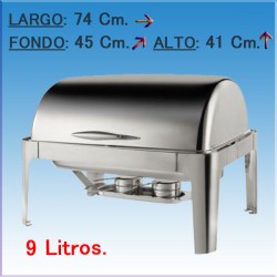 CHAFING DISH RECTANGULAR CON TAPA ROLL TOP